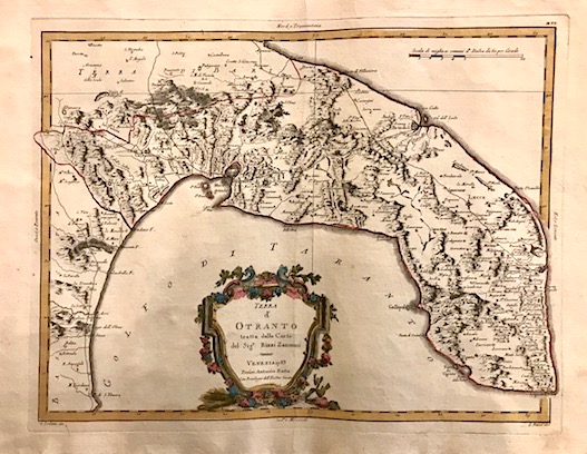 Zatta Antonio (1722-1804) Terra d'Otranto tratta dalle carte del Sig. Rizzi Zannoni 1783 Venezia 